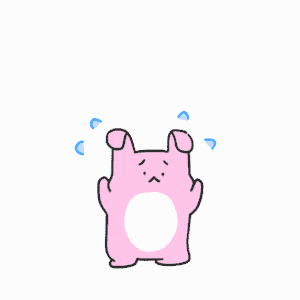 a cartoon drawing of a pink bear with tears running down its face