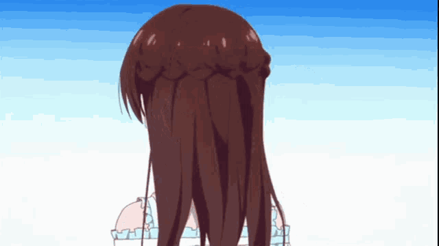 the back of a girl 's head with a braid in her hair