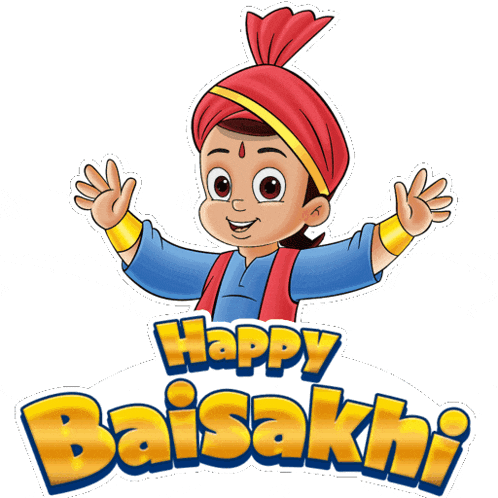 a cartoon of a boy wearing a turban says happy baisakhi