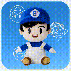 a stuffed toy with the letter s on it