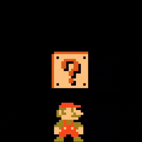 a video game character with a question mark and a number 0
