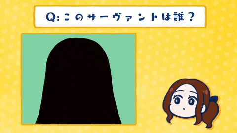 a yellow polka dot background with a picture of a woman and the words q :