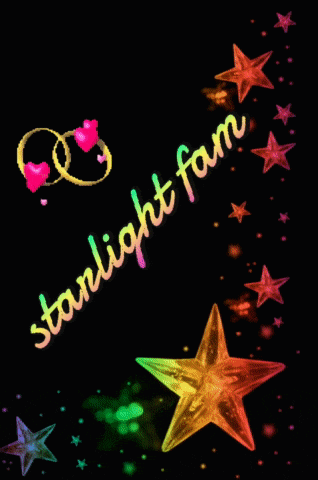 a black background with rainbow stars and the words starlight farm on it