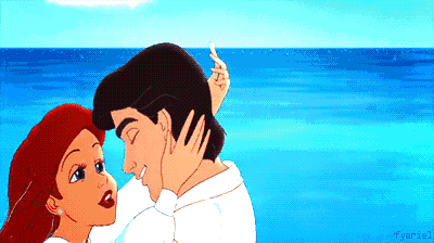 a cartoon of a man and a woman kissing on a beach with the name fyanriel below them