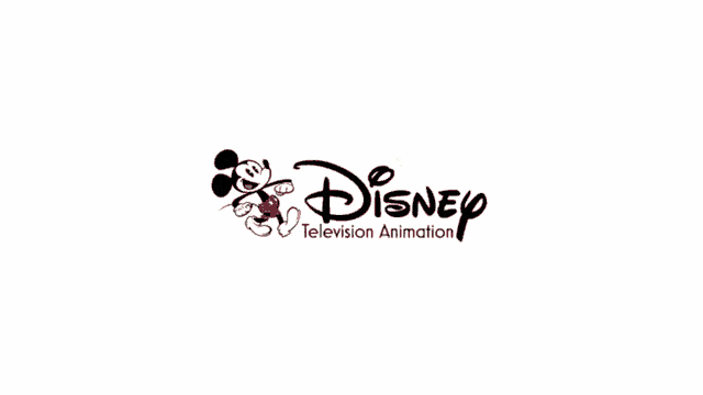 a logo for disney television animation with a mickey mouse wearing a scarf