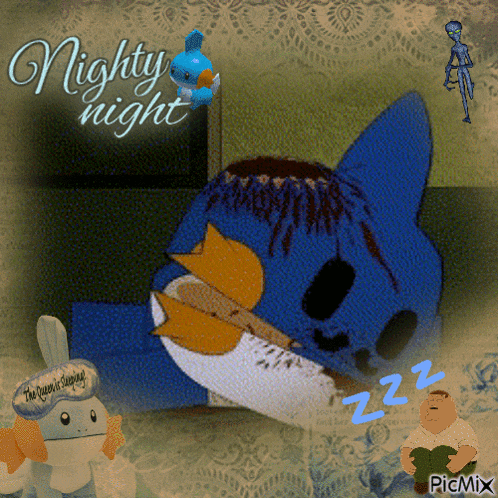 a picture of a cartoon character with the words mighty night written on it