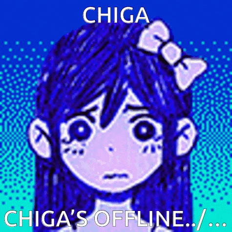 a drawing of a girl with a bow on her head and the words " chiga 's offline "