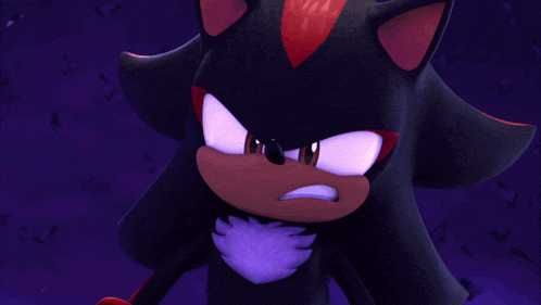 a close up of a shadow the hedgehog with a purple furry tail