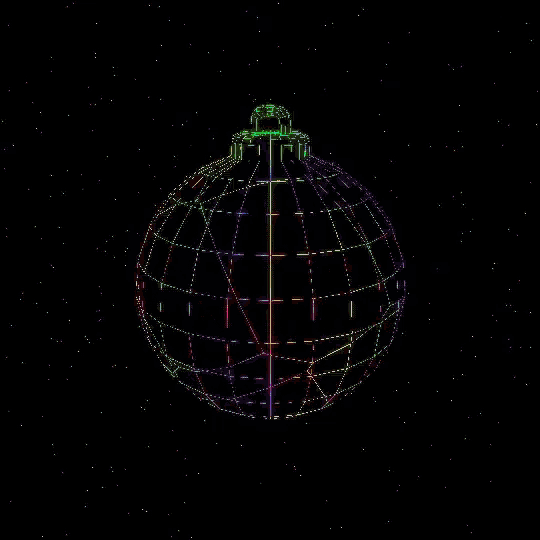 a colorful christmas ornament is floating in the air on a black background