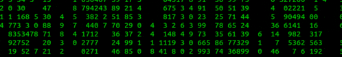a row of green numbers on a dark background