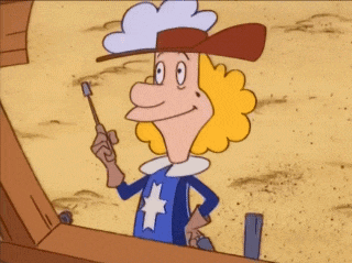 a cartoon character wearing a hat and gloves