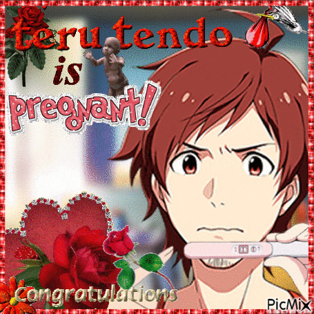a cartoon of a man holding a pregnancy test that says ' peru tendo is pregnant '