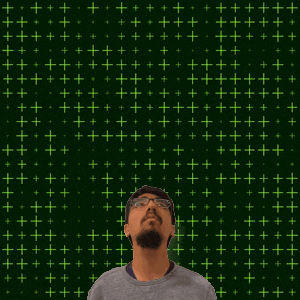 a man stands in front of a green background with the number 11