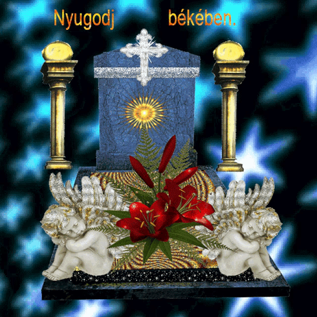 a picture of a cemetery with the words nyugodj bekebon on the bottom