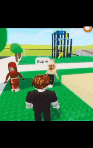 a boy and a girl are playing a video game and the boy is wearing a black suit
