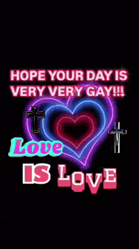 a colorful heart with the words hope your day is very very gay