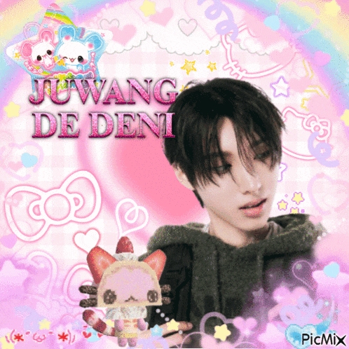 a picture of a boy with the name juwang de deni written on it
