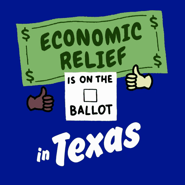 a sign that says " economic relief is on the ballot "