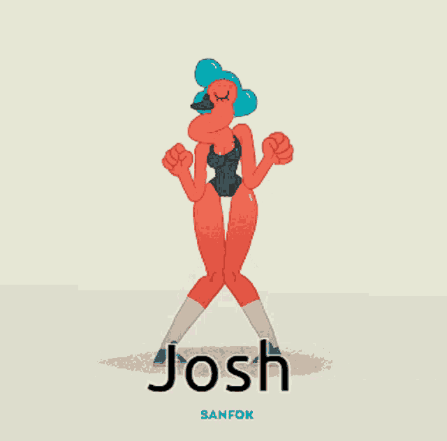 a cartoon character with the name josh written on the bottom