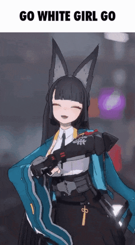 a cartoon of a girl with bunny ears and the words go white girl go on the bottom