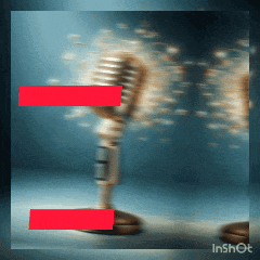 a blurred image of a microphone with a red stripe on it