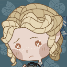 a cartoon drawing of a girl with blonde hair and a sad look on her face .
