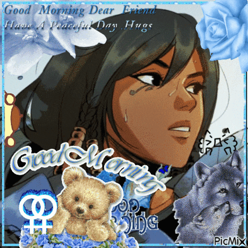 a picture of a woman with the words " good morning dear friend "
