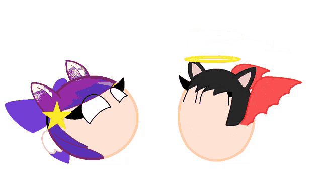 a cartoon drawing of an angel and a demon