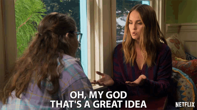 a netflix advertisement shows two women having a conversation