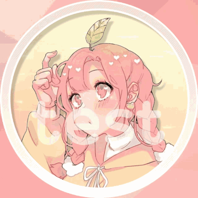 a drawing of a girl with a leaf in her hair and the word test on the bottom right