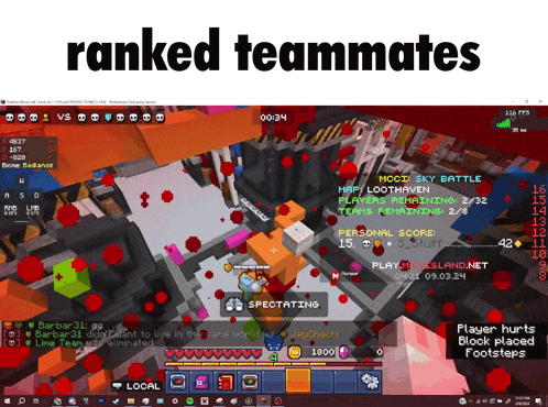 a screen shot of a video game with the words ranked teammates on the top