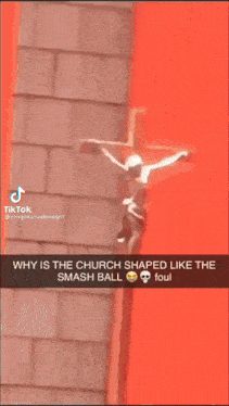 a snapchat of a church that looks like a smash ball with a skull on it