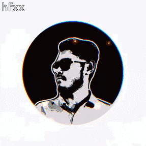 a picture of a man in a circle with hfxx on the bottom right