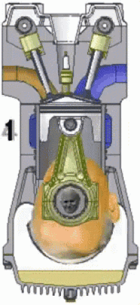 a drawing of a motorcycle engine with the number 1 on the top