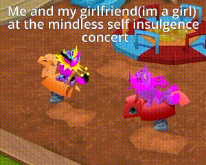 a cartoon of a girl and her girlfriend at a mindless self indulgence concert .