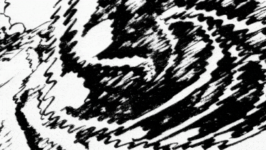 it is a black and white drawing of a wave .