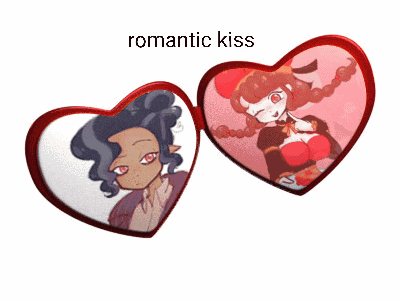 a couple of hearts with a picture of a girl and the words romantic kiss