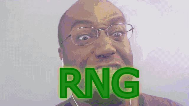 a man wearing glasses and ear buds has the word rng in green letters on his face