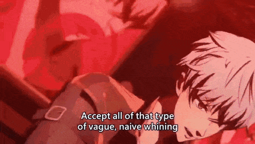 a man in a suit is talking about accepting all of that type of vague naive whining .
