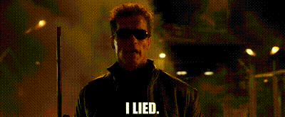 a man wearing sunglasses is standing in the dark and saying `` i lied . ''