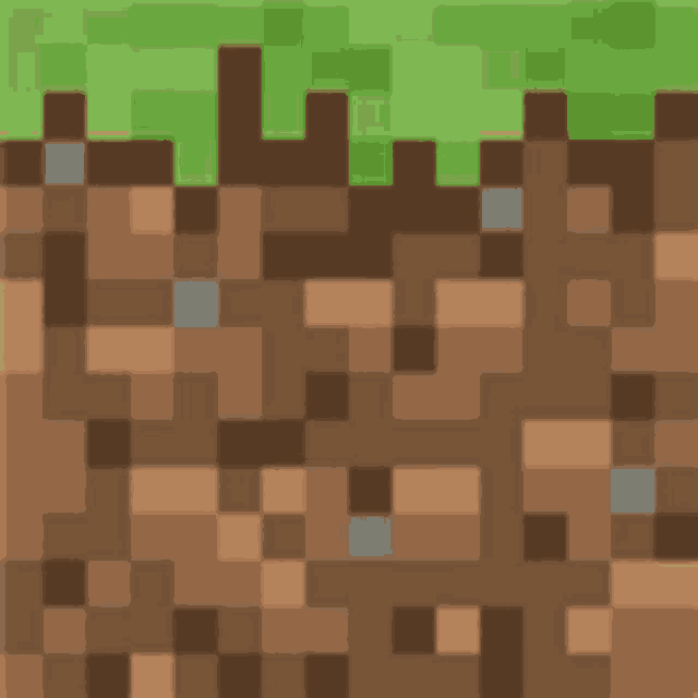 a pixelated image of a block of dirt with grass on top