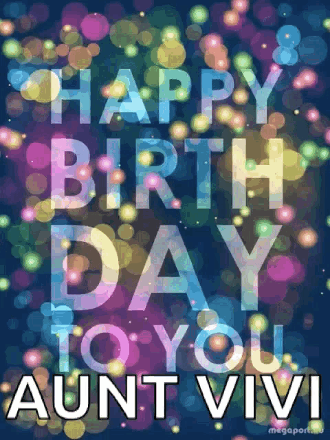 a birthday card for aunt vivi with a blue background