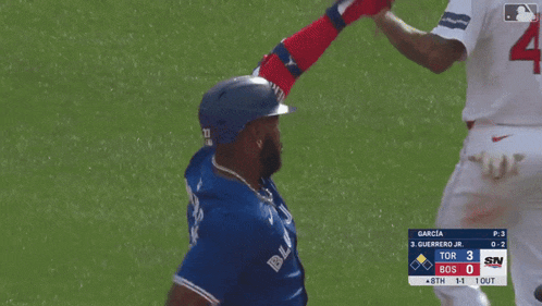 a baseball player with guerrero jr on his shirt