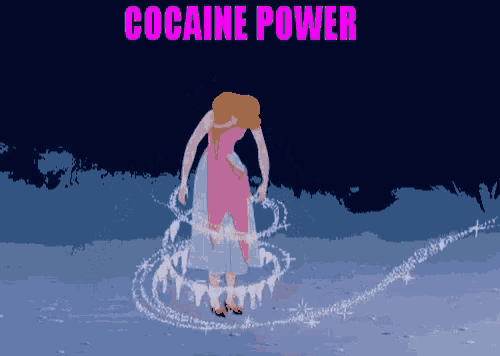 a cartoon of cinderella with the words cocaine power written above her