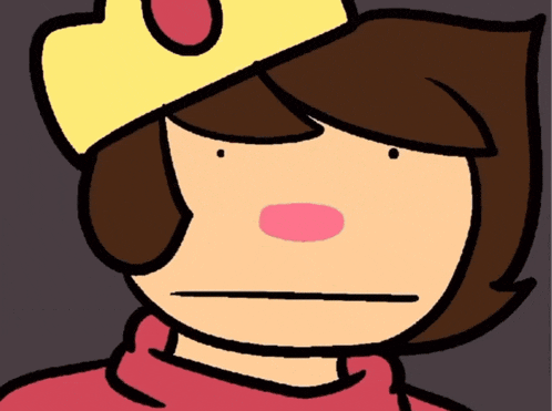a cartoon character wearing a crown and a red sweater