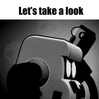 a black and white photo of a camera with the words let 's take a look below it .