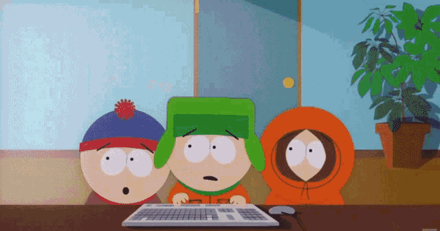 south park characters looking at a computer screen