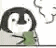 a cartoon of a penguin talking on a cell phone with a green shirt on .