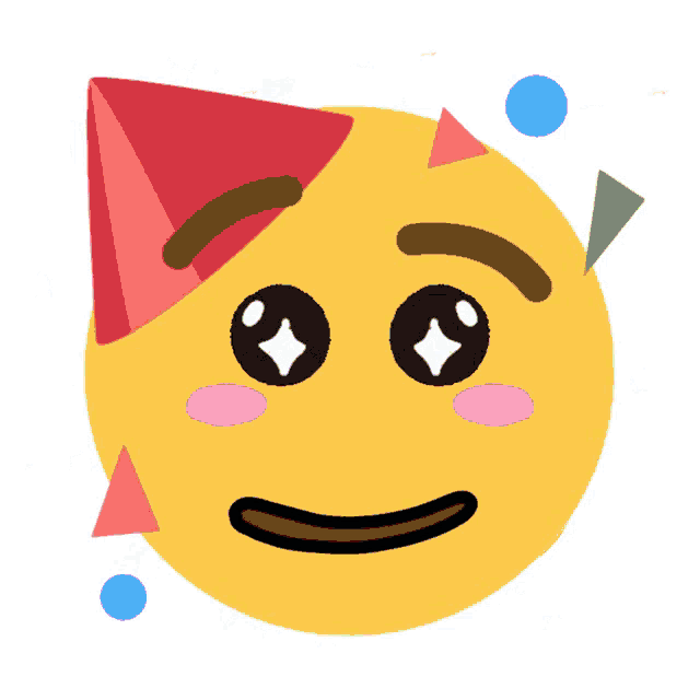 a yellow smiley face with a party hat on it