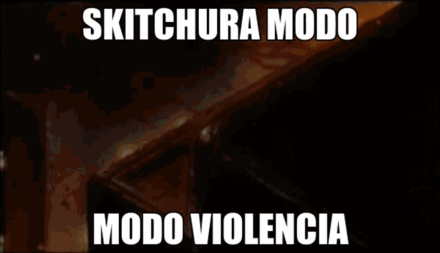 a cartoon character is laying down with the words skitchura modo modo violencia written on the bottom